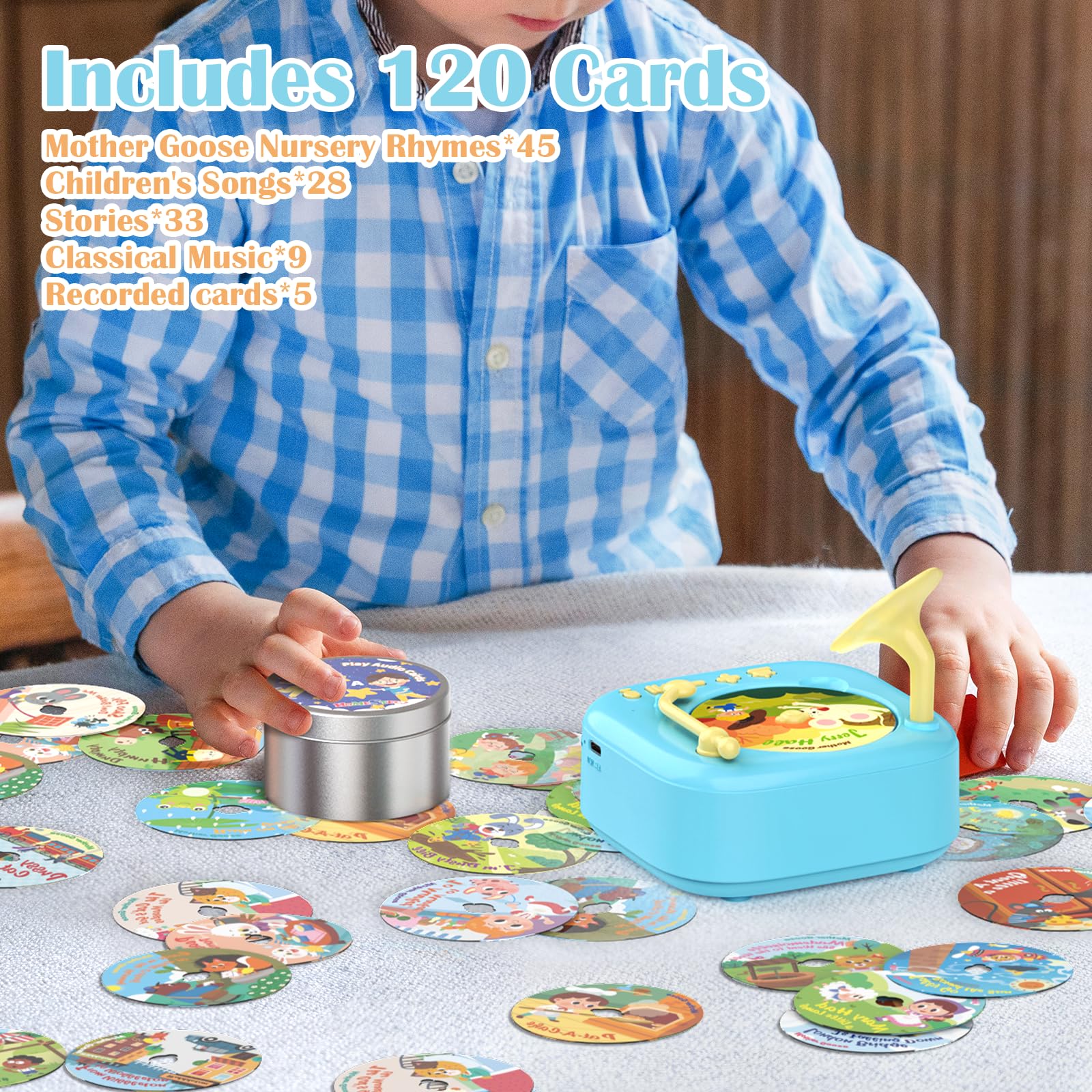 HOMESTEC Montessori Story Toys Music Player Toy for Toddlers Age 2-4, Baby Kids Record Player Montessori Toys for 1 Year Old Kid Educational Learning Sensory Toddler Girl Boy Toy, Music Gifts