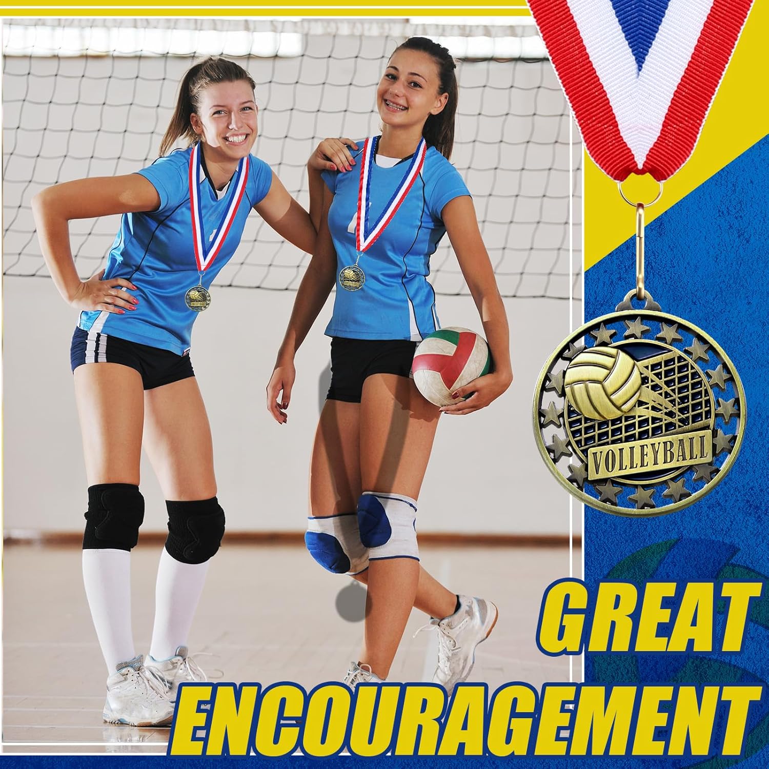 Misdary 12 Pack Volleyball Award Medals with Neck Ribbons Participation Trophies for Kids Sports Metal Awards Party Favors for Sports Competitions Celebration Gift