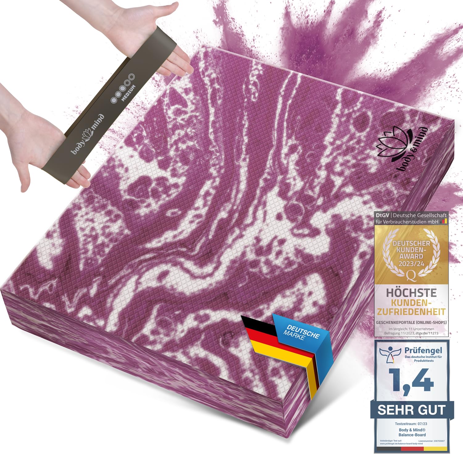 Quality Den Balance Pad, Non-Slip Soft Foam, Balance Cushion For Stability And Coordination - Helps Strengthen Deep Muscles - Includes E-Exercise Manual (40 X 34 X 5 Cm, Blue