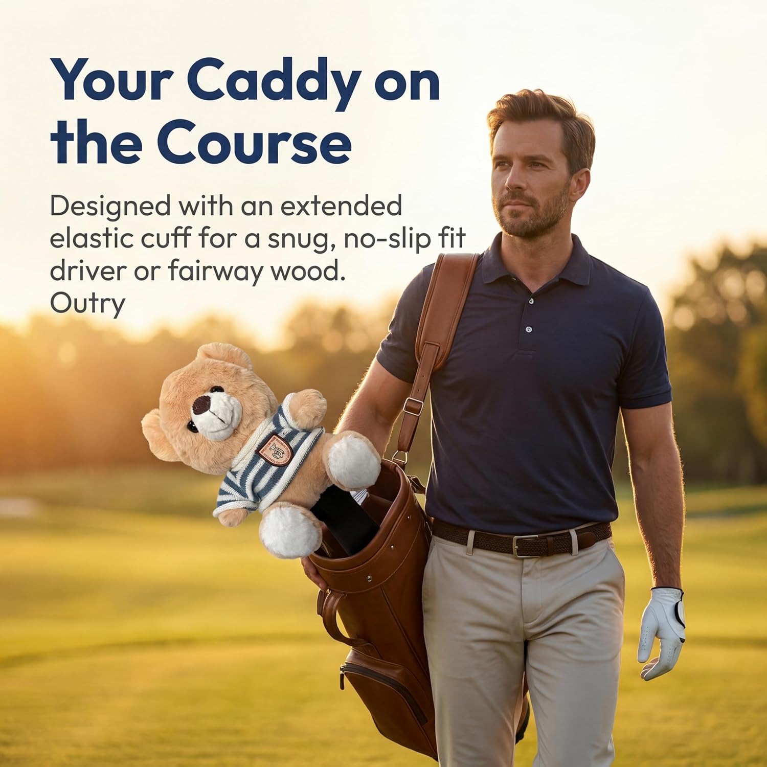 Vesperlux Animal Toy Golf Headcovers for Driver Fairway Wood Hybrid - Soft Plush Cartoon Club Covers, Non-Slip Secure Fit, Funny Kids Golf Gift，Cute Women Golf Accessories