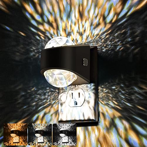 Miniatura 8 de Briignite Luz nocturna enchufable a la pared, luz nocturna que cambia de color para niños, diseño de diamante 3CCT con proyector de estrella de