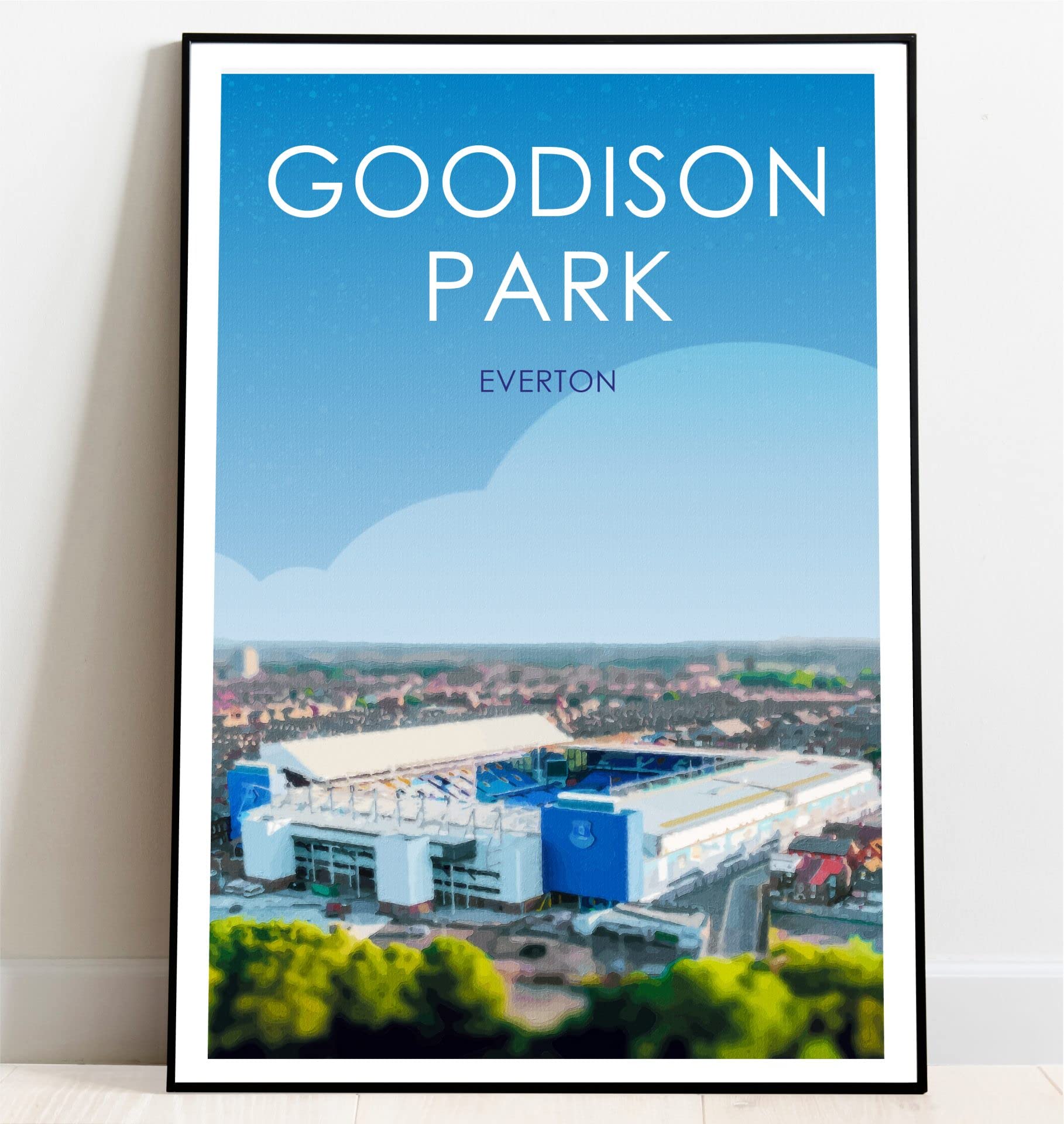 Ultras FC Everton Goodison Park Stadium Retro Art Print (A4 Giclee Print - Landscape)