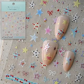 Colorful Star Nail Art Stickers, Fashion Trend Nail Decals, Self-Adhesive, Cute Nail Accessories & Supplies, Durable & Long-Lasting