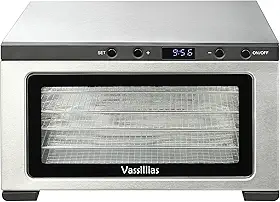 vassillias Mini Desidratador E Secador De Alimentos Em Aço Inoxidável - 6 Bandejas De Aço Inoxidável, Temporizador Digital Ajustável, 400 W, 80 °C, Controle De Temperatura, Para Carne Seca, Ervas, C