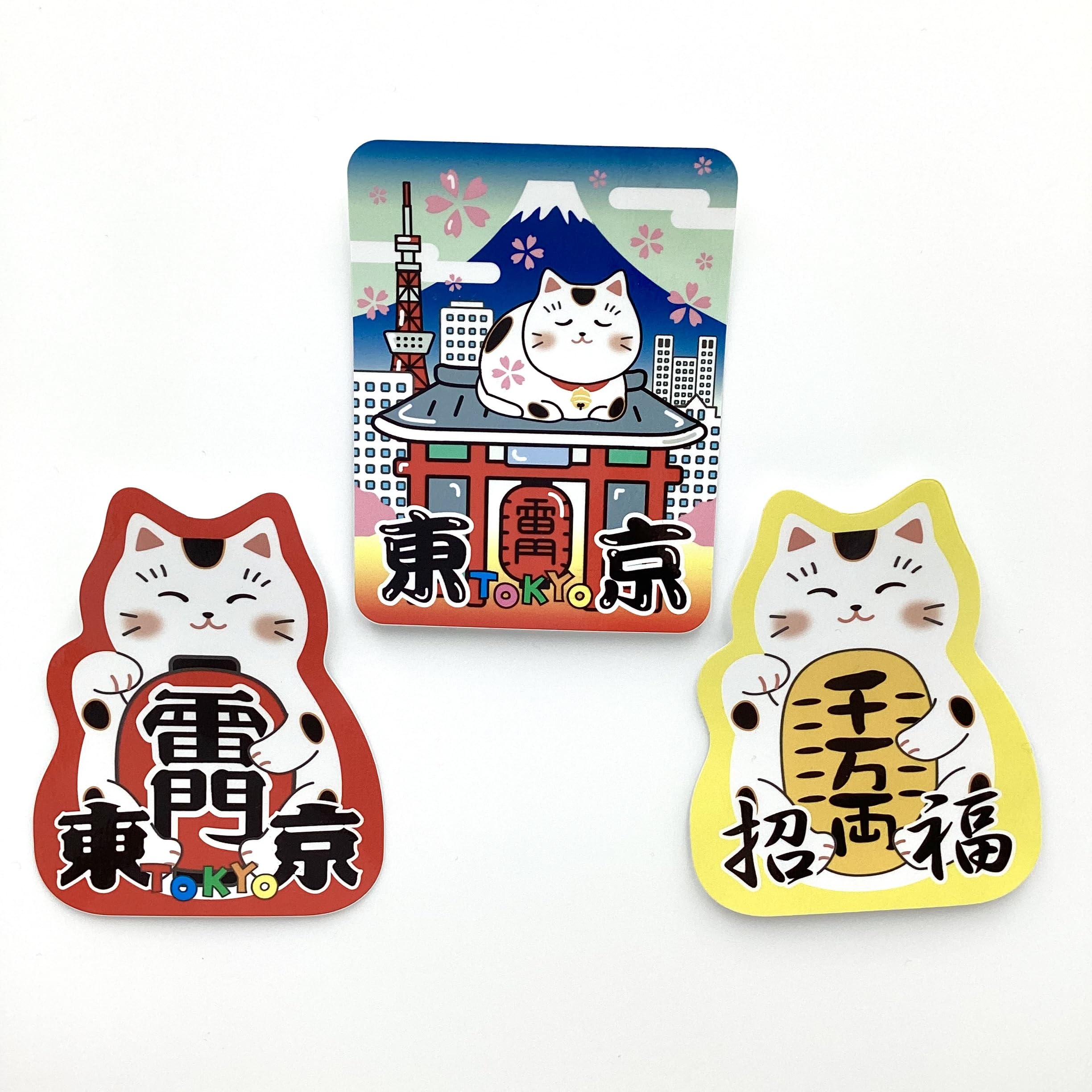 京佑 日本製 ご当地 ステッカー 耐水・耐光 お土産 シール (招福 招き猫 小判)