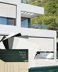 Yoolax Persianas motorizadas ao ar livre para pátio, persiana elétrica movida a energia solar de 2 a 4,6 m de largura, persianas externas inteligentes com controle remoto para varanda de janela