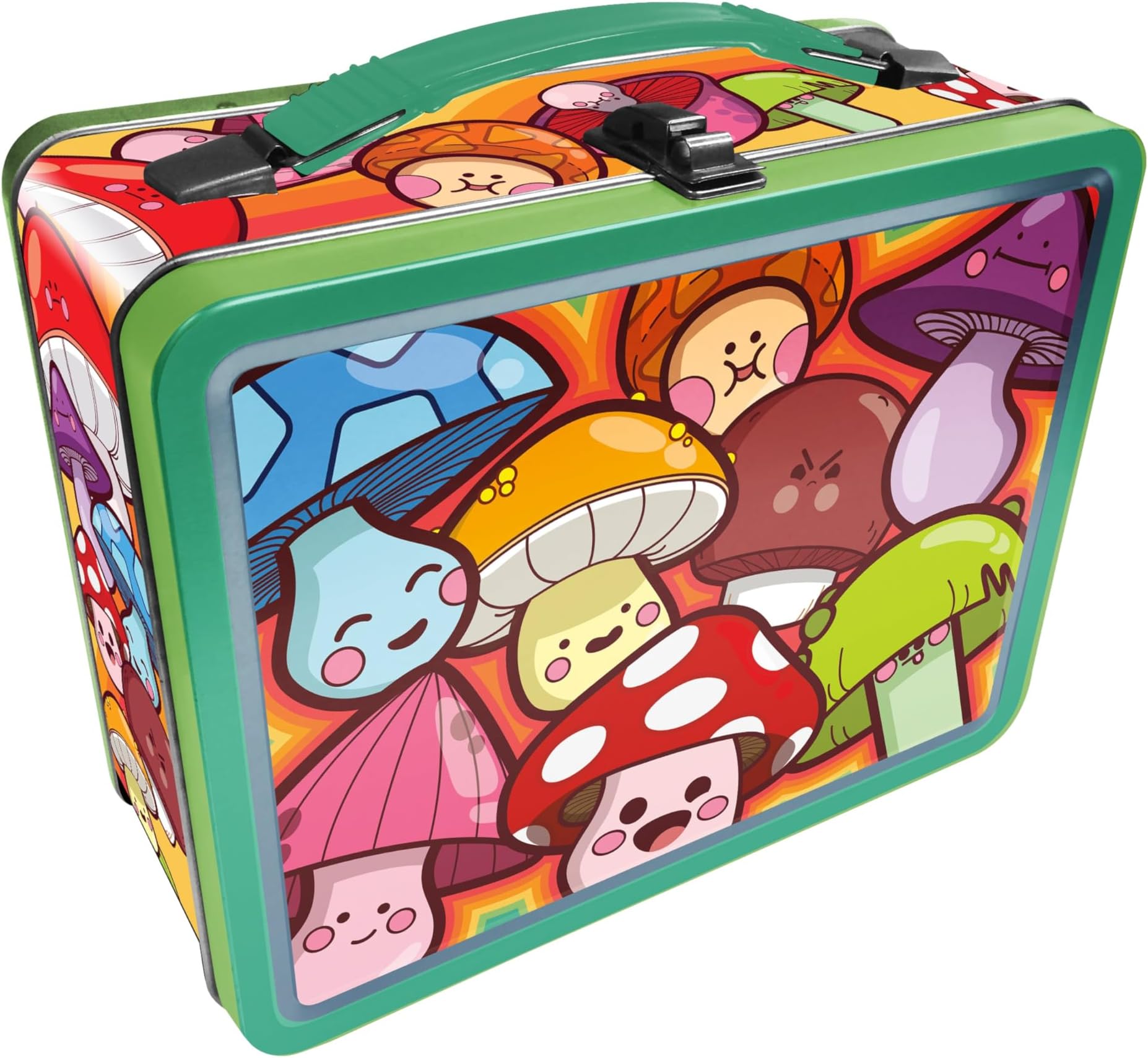 AQUARIUS Mushroom Fun Box - Sturdy Tin Storage Box with Plastic Handle & Embossed Front Cover - Officially Licensed Merchandise & Collectible Gift