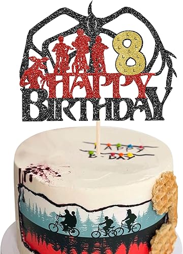 1 paquete de decoración para tarta de cumpleaños de 8 años con purpurina para programas de televisión con temática de 8. cumpleaños para animar a