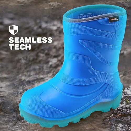 Miniatura 3 de HISEA Botas de lluvia para niños y niñas, botas de goma impermeables, botas de lluvia sin costuras, zapatos de barro ligeros para el agua, la playa,