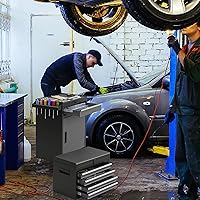 Vista 2 de Goplus Rolling Tool Chest, 5-Drawer Tool Box Organizer w/Lockable Wheels & Sliding Drawers & Detachable Top & Adjustable Shelf, Tool Storage Cabinet