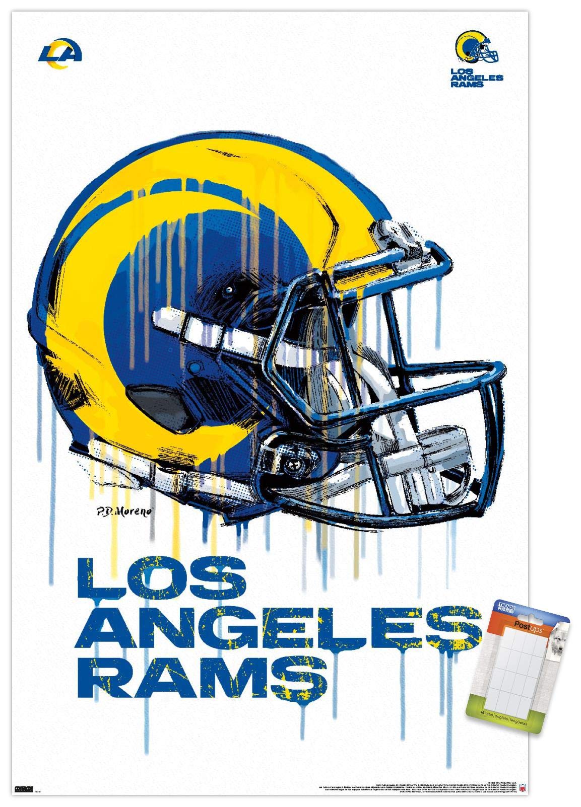 Trends International NFL Los Angeles Rams - Drip Helmet 20 Wall Poster, 22.375" x 34", Poster & Mount Bundle