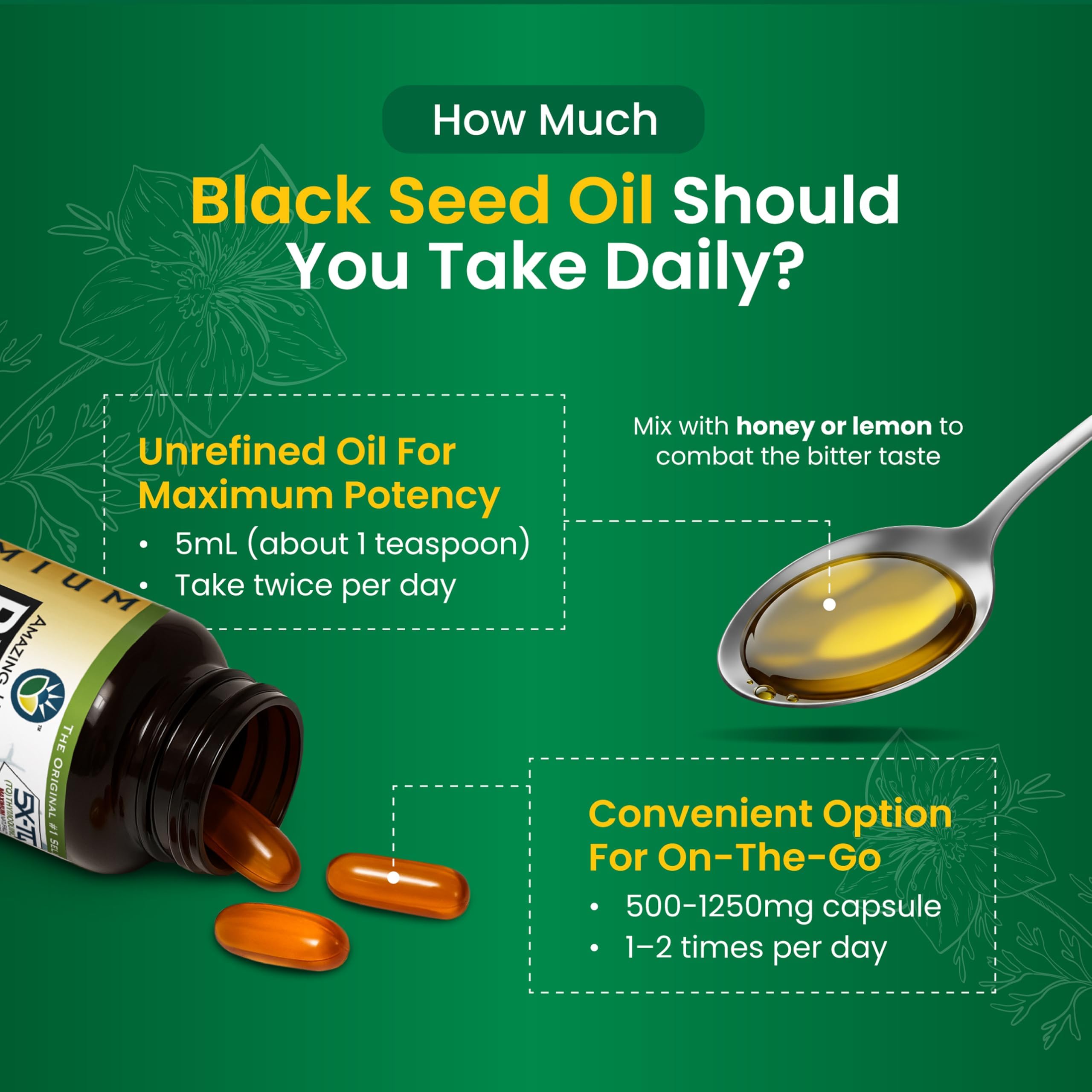 Amazing Herbs Black Seed Oil - 16 Fl Oz Glass Bottle (Pack of 2) — Amazon image 6