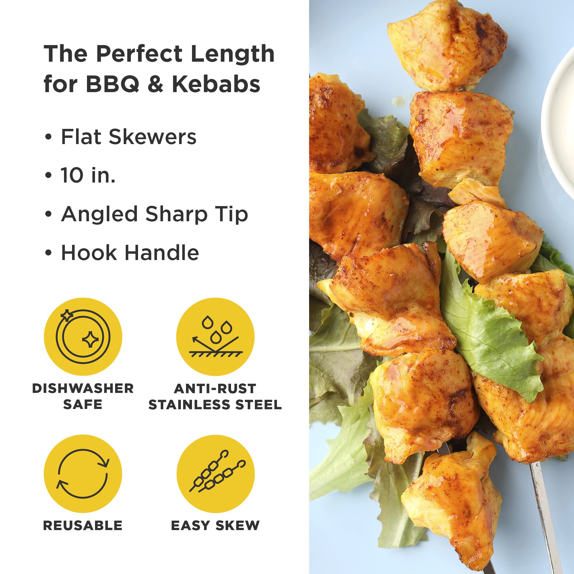 Pinchos Largos De Acero Inoxidable En Estuche De Almacenamiento (Juego De 9 Pinchos De 10 Pulgadas)