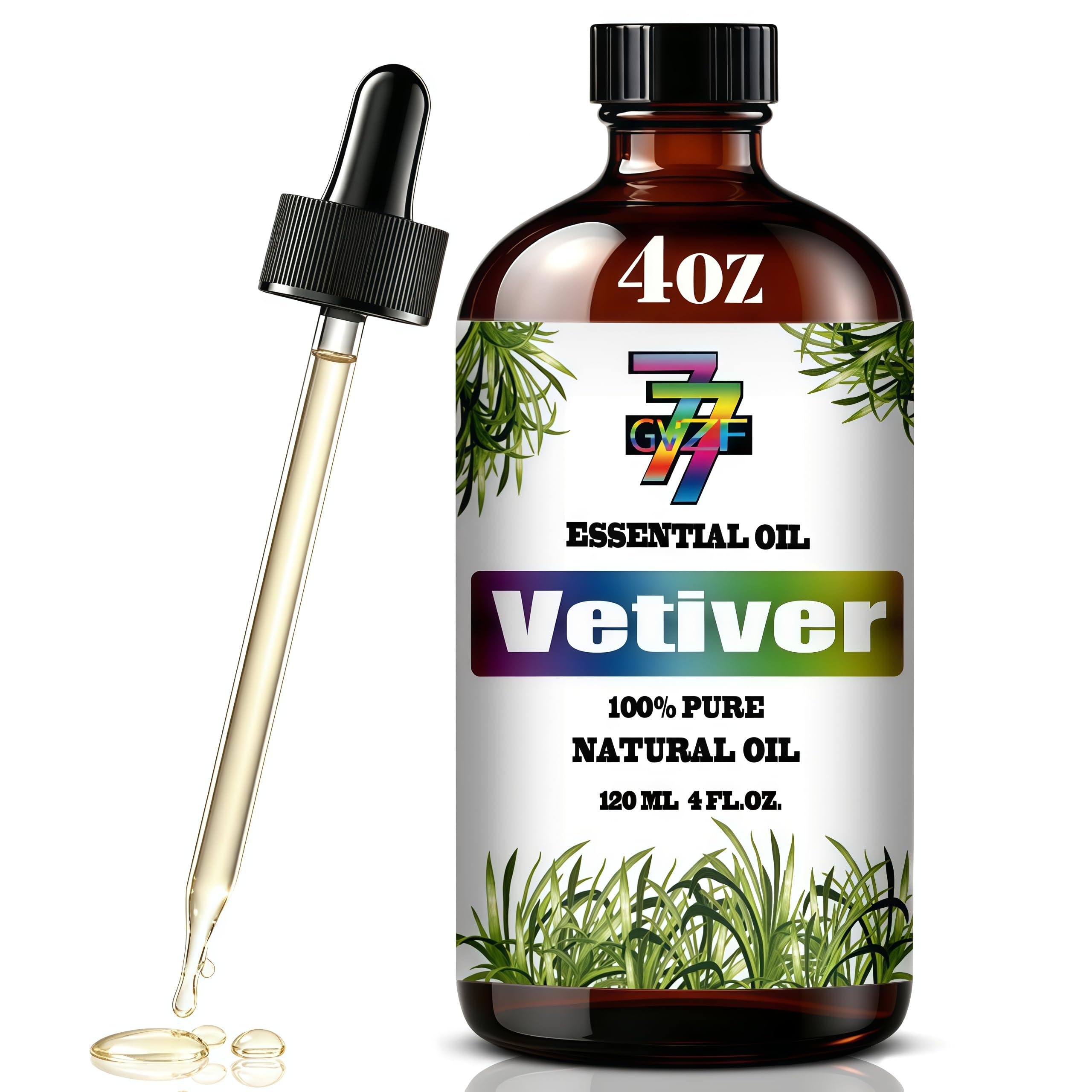 Vetiver Essential Oil for Diffuser Massage Soap, Vetiver Oil 4 fl oz