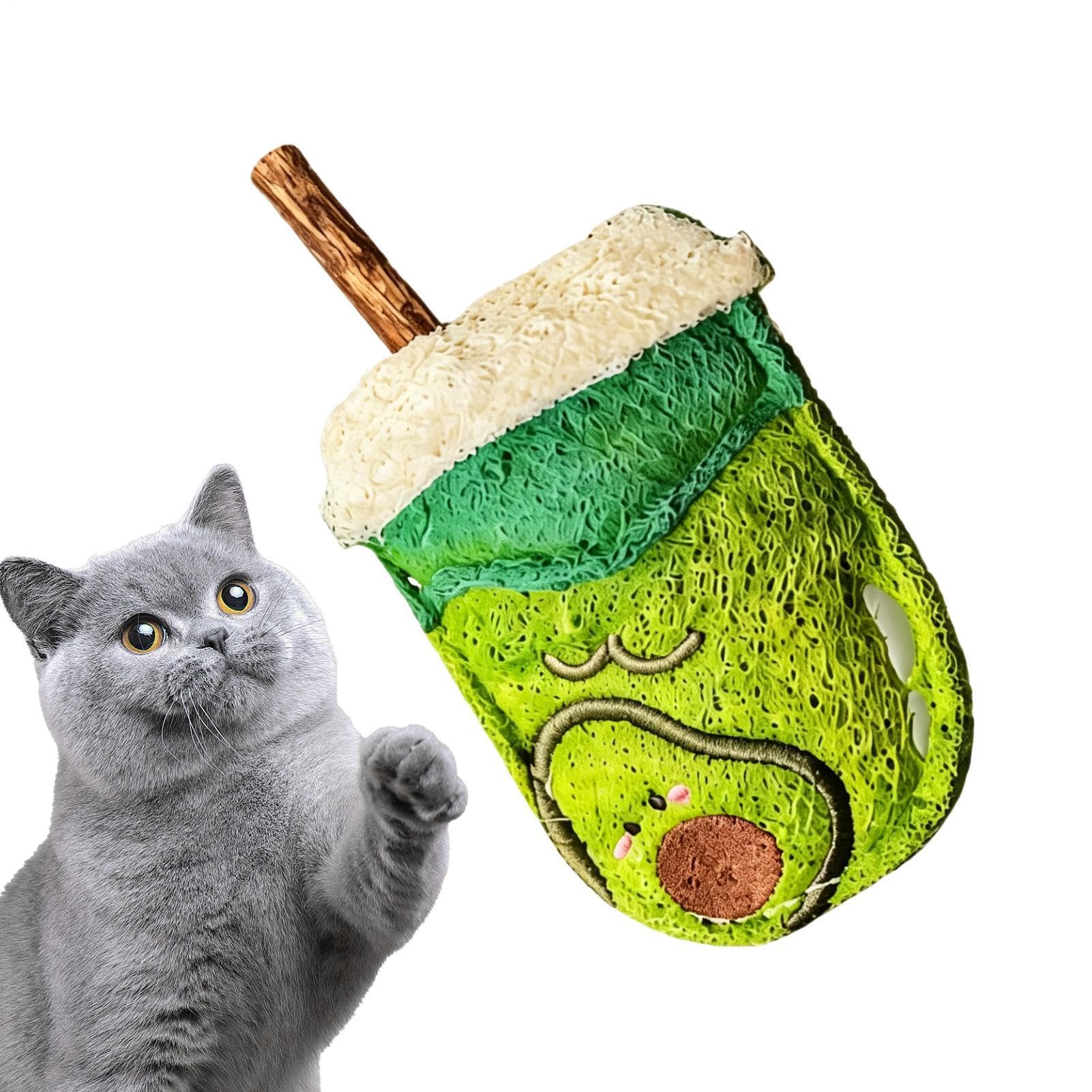 Kitten Chew Toys Milk Tea Cup Shaped Loofah Pet Companion — image 1