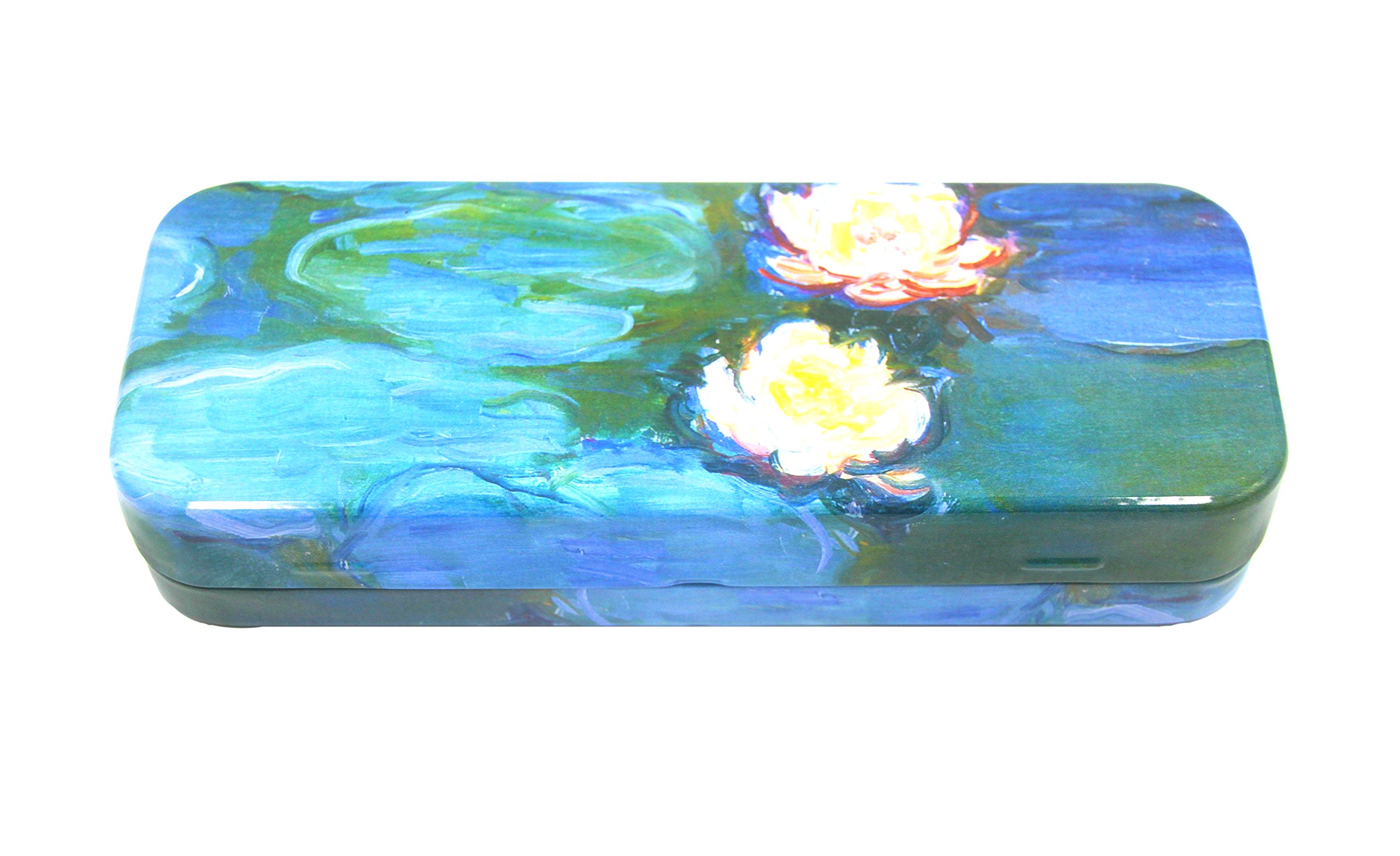 DAHO Mega Tin Pencil/Storage Box with World Famous Arts for Office, Home, Makeup, Accessories Storage (Les Nymphéas)