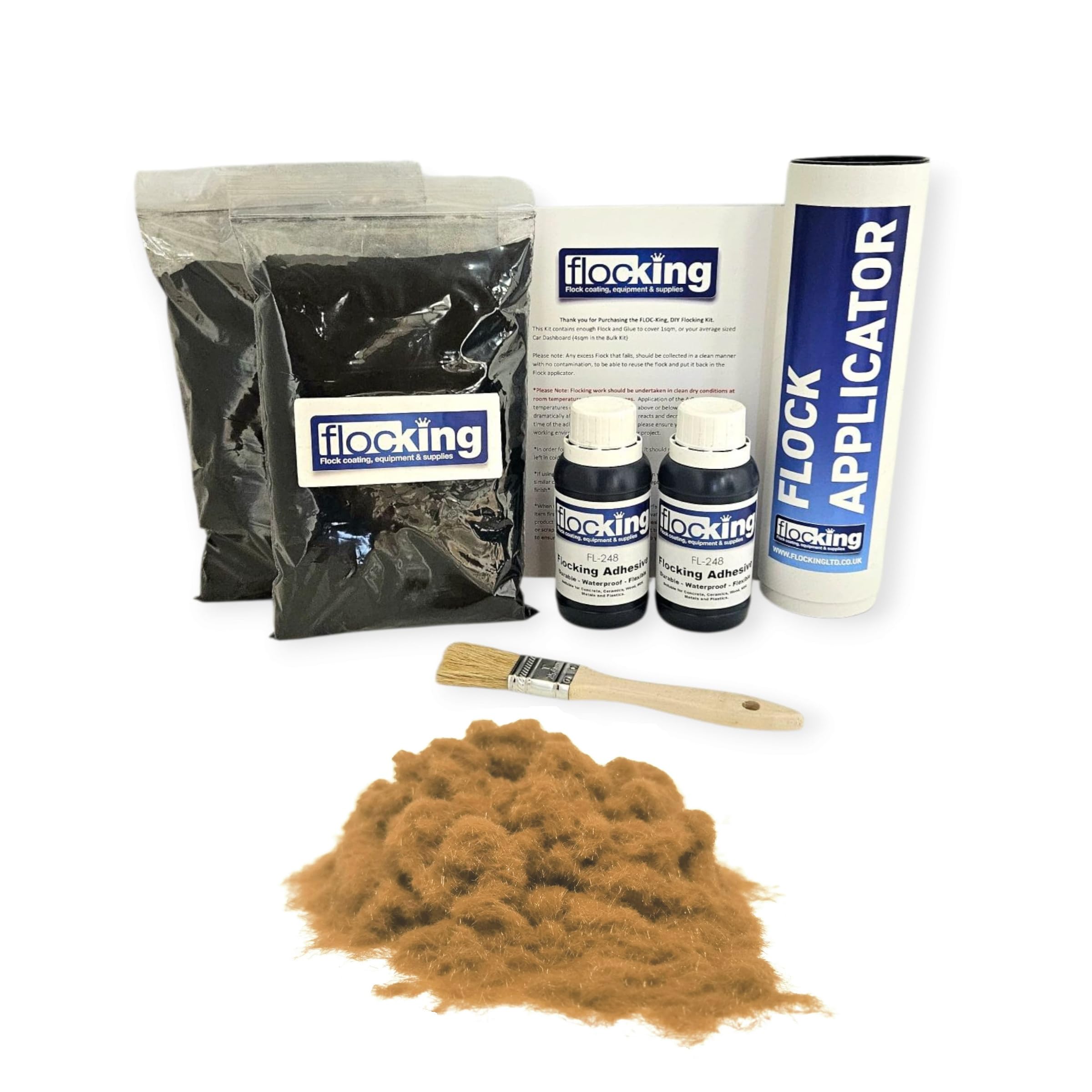 DIY Flock Kit Twin Pack - Flocking Powder - Flocking Adhesive (Arena Brown)