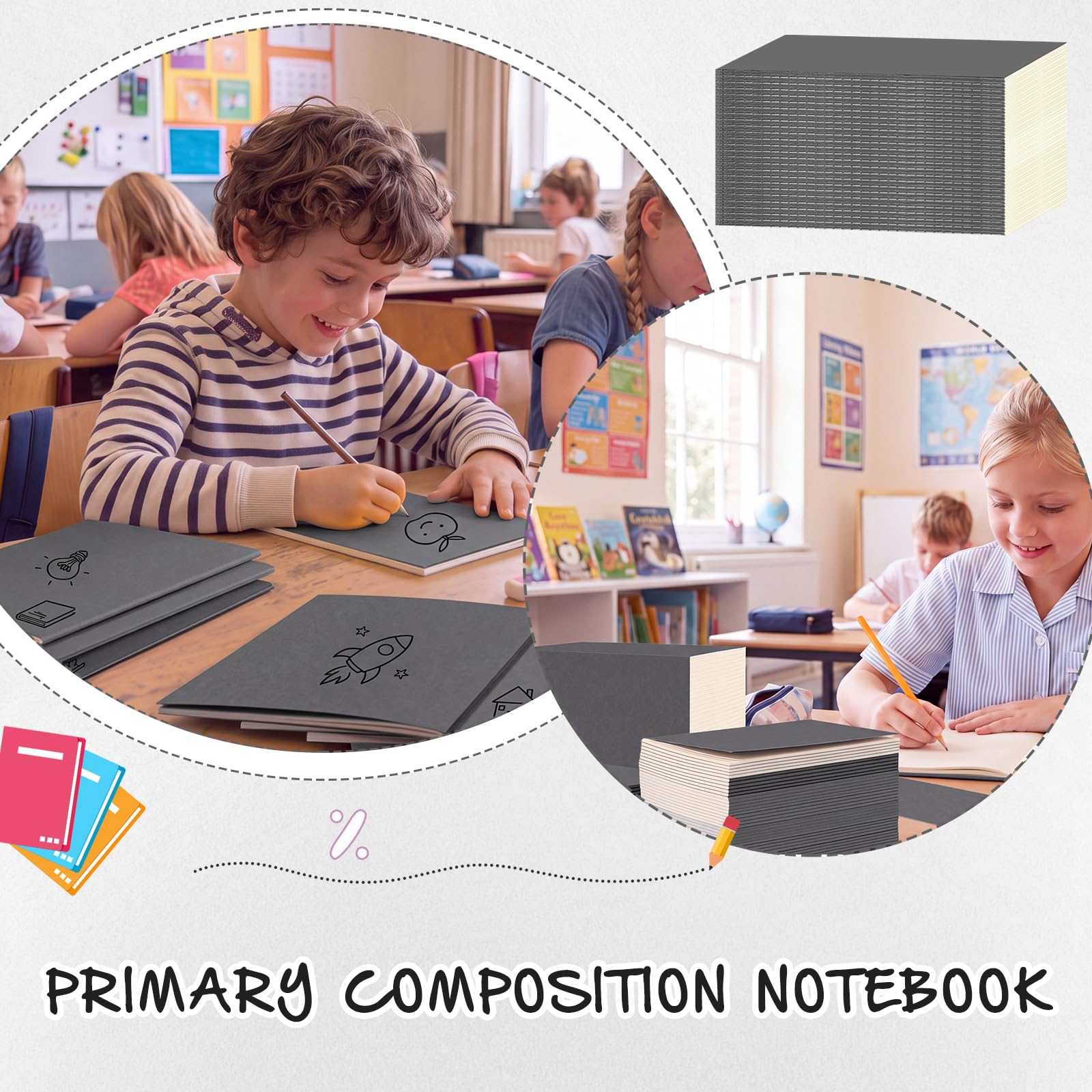 Handepo Confezione da 100 quaderni in carta kraft, 60 pagine, a righe, a righe, copertina morbida, diari di viaggio, per studenti, ufficio, scuola (grigio, A5)
