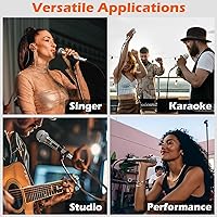 Vista 8 de Micrófono con cable para cantar, hembra de metal, interruptor de encendido/apagado, micrófono dinámico vocal profesional con cable de audio XLR