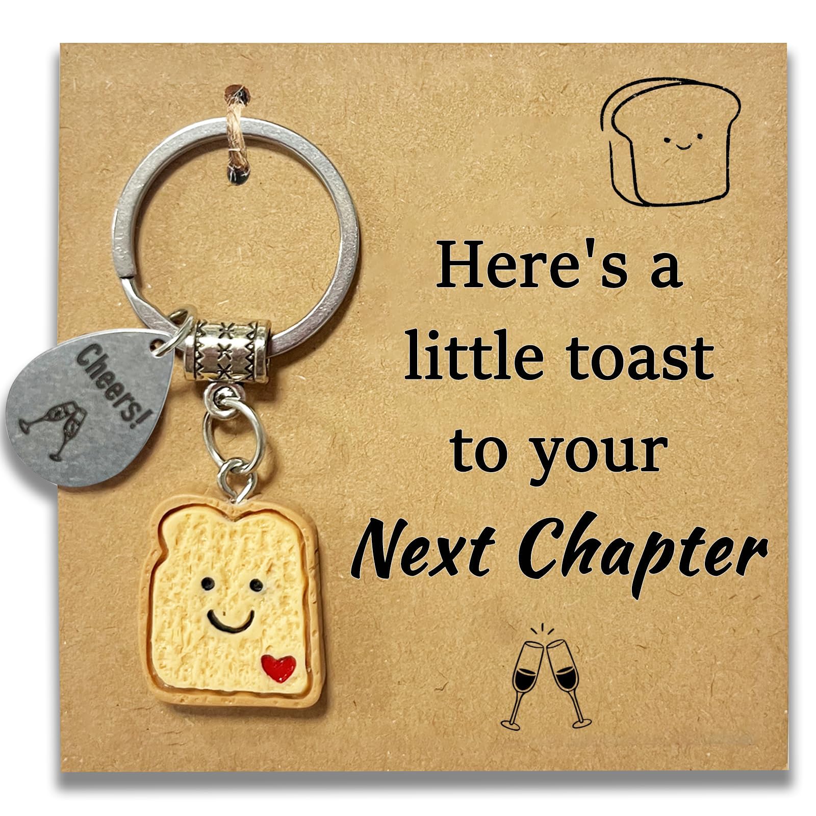 Simulation Bread Toast Keychain for Women New Job Gifts Congratulations Good Luck Charms New Beginnings Divorce Gifts for Women Cute Breakup Goodbye for Coworkers Going Away Gift (Next Chapter1)