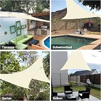 NAKIHOUSE Háromszög Napvitorla 3x3x3m - Vízálló Napellenző 98% UV Védelemmel - Árnyékoló Kertbe, Teraszra, Erkélyre, Medencéhez - Bézs 7