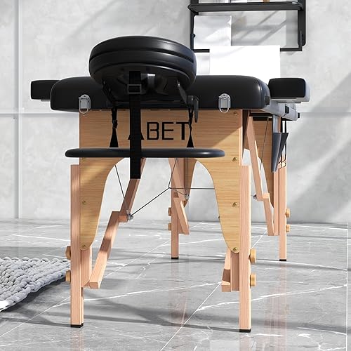 Miniatura 9 de ABET Mesa de masaje, cama portátil de 3 pliegues para extensiones de pestañas, altura ajustable, ligera, profesional, spa, salón de belleza, mesa de