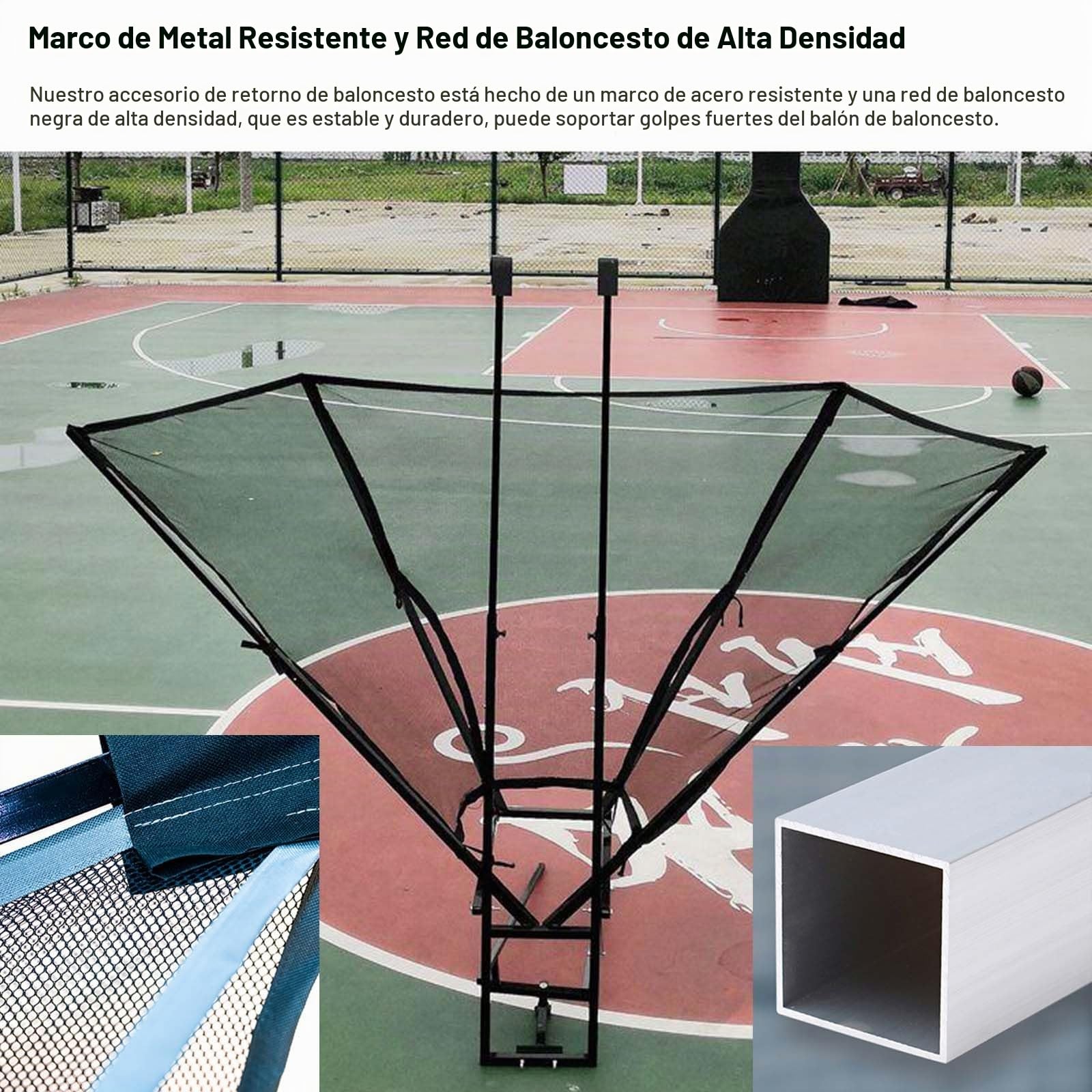 Dispositivo de Devolución Pelota Sistema Colgante Negro Baloncesto Práctica de Ayuda, Sistema metálico de devolución de tiros de baloncesto fácil de montar, Sistema de retorno de baloncesto de práctic