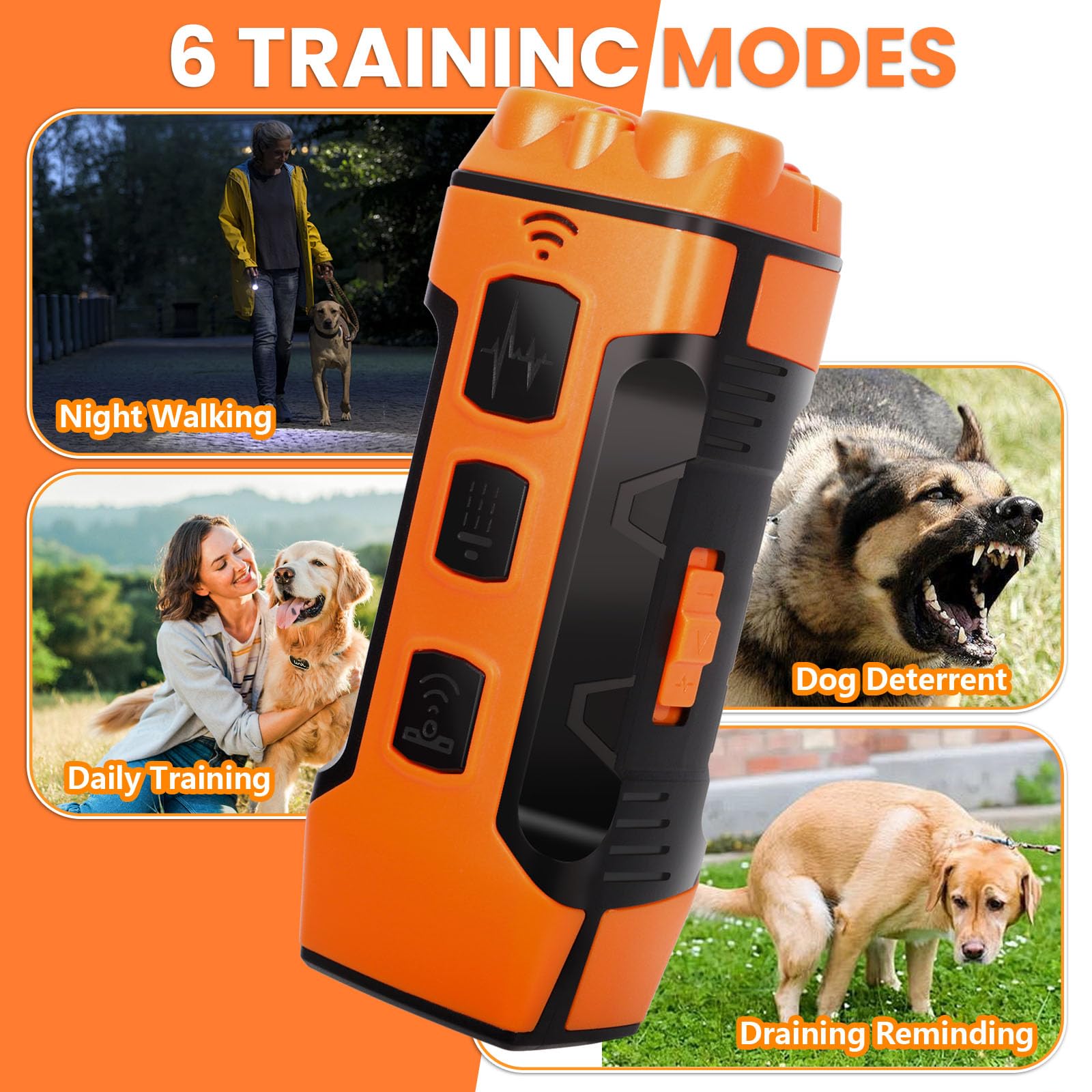 Appareil de Dissuasion à Ultrasons pour Chien, 3 Modes Dispositif Anti-Aboiement à Ultrasons, Portée 10M Portée avec Lampe de Poche, Adapté aux Chiens Petits à Grands