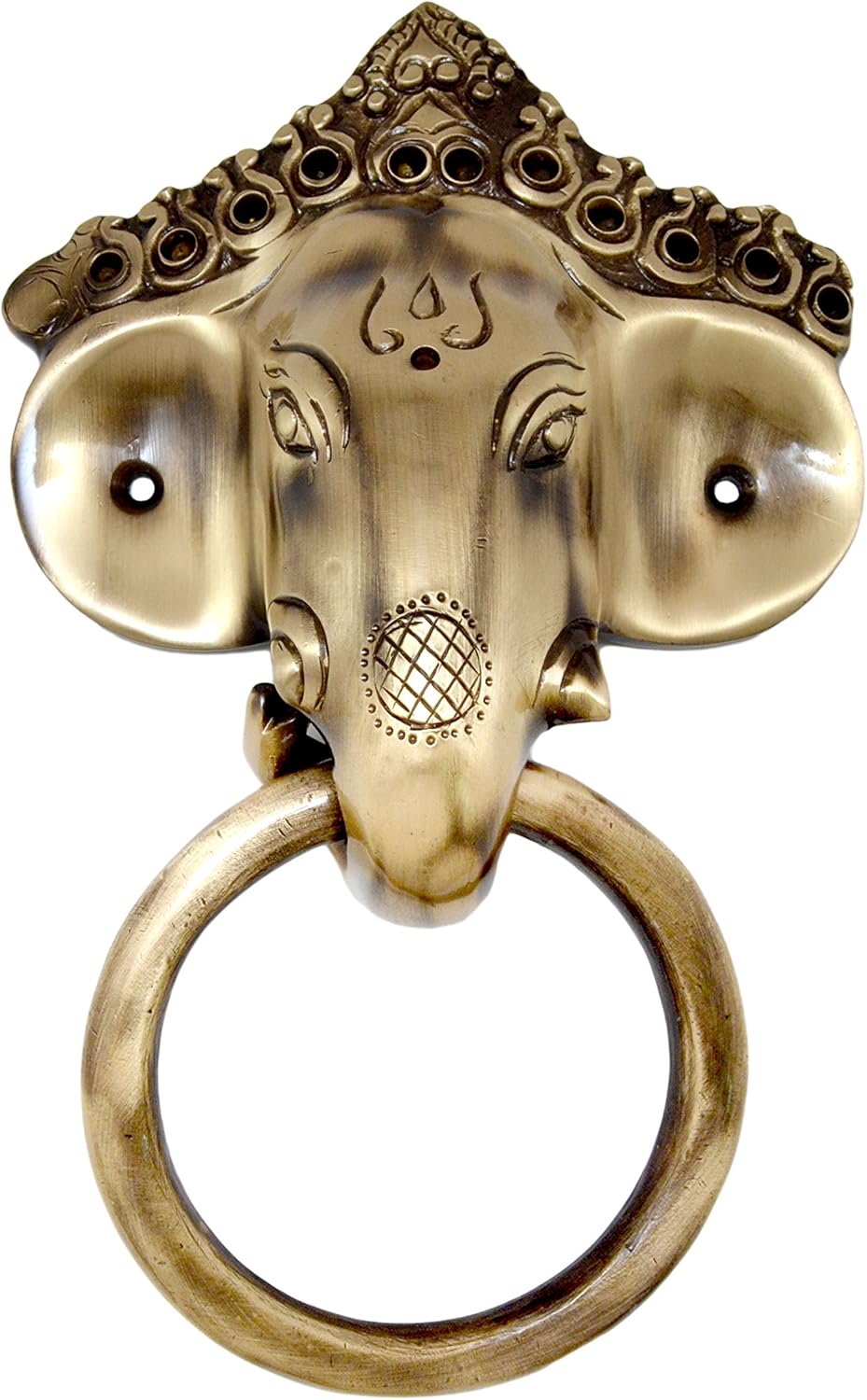 AmiLuv_Collections Brass Ganesha Mask Door Knocker (Standard Size, Antique Brown)