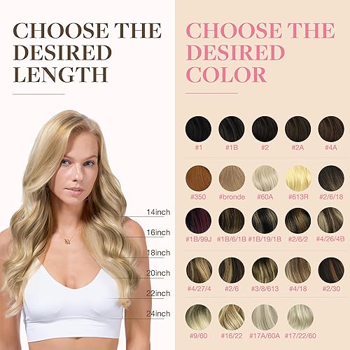 Miniatura 7 de GOO GOO Extensiones de cabello humano con cinta, 1622 rubio claro con reflejos rubios dorados, 10 pulgadas, 1.06 onzas, 20 unidades, trama de piel