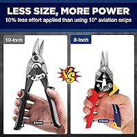 Vista 2 de WORKPRO Tijeras de aviación de 8 pulgadas, corte recto, cortador de metal resistente con pestillo de seguridad y mango antideslizante, dientes