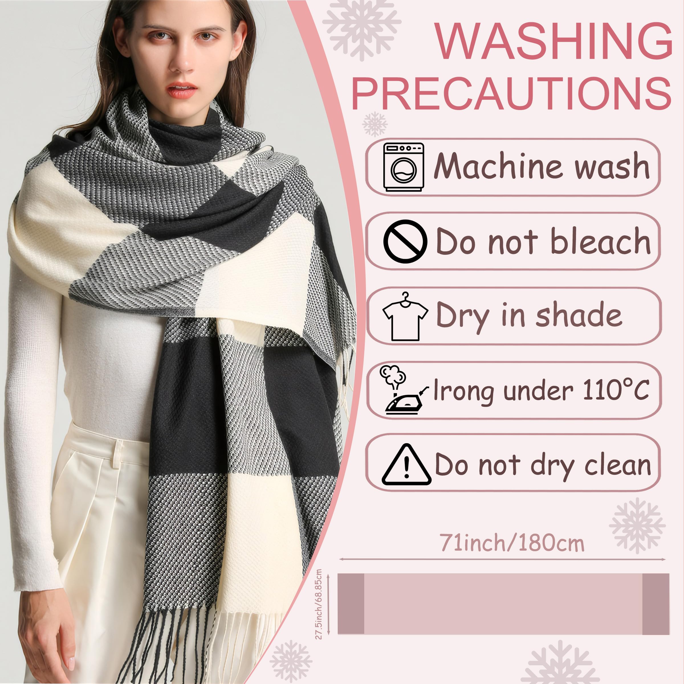 PCIQUTE Tartan Plaid Scarves for Women Winter,Long Scarves for Women with Fringe,Super Soft Scarf for Women Winter