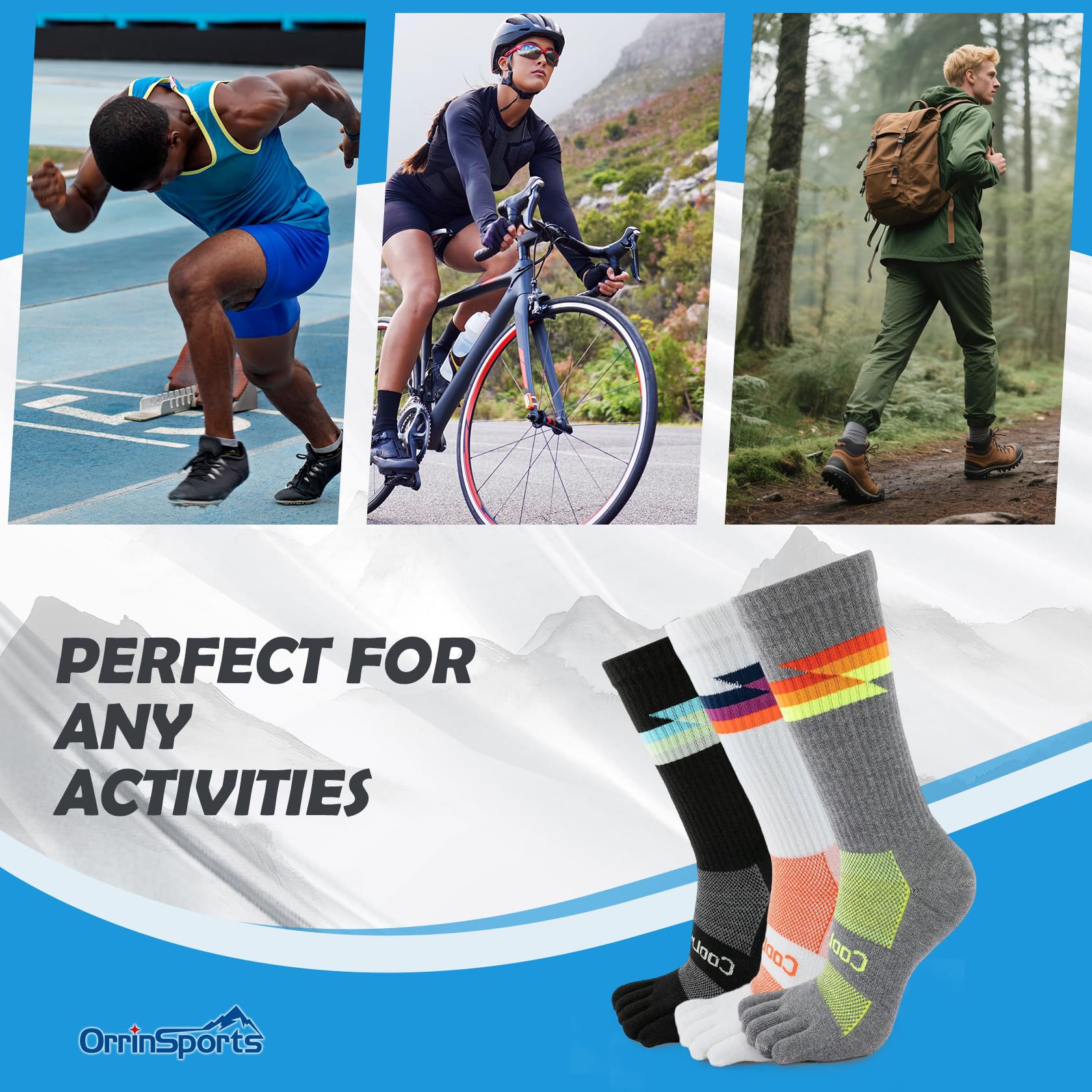 Zehensocken für Herren & Damen - 3 Paar Coolmax Lauf Socken mit Atmungsaktiv & Feuchtigkeitstransport