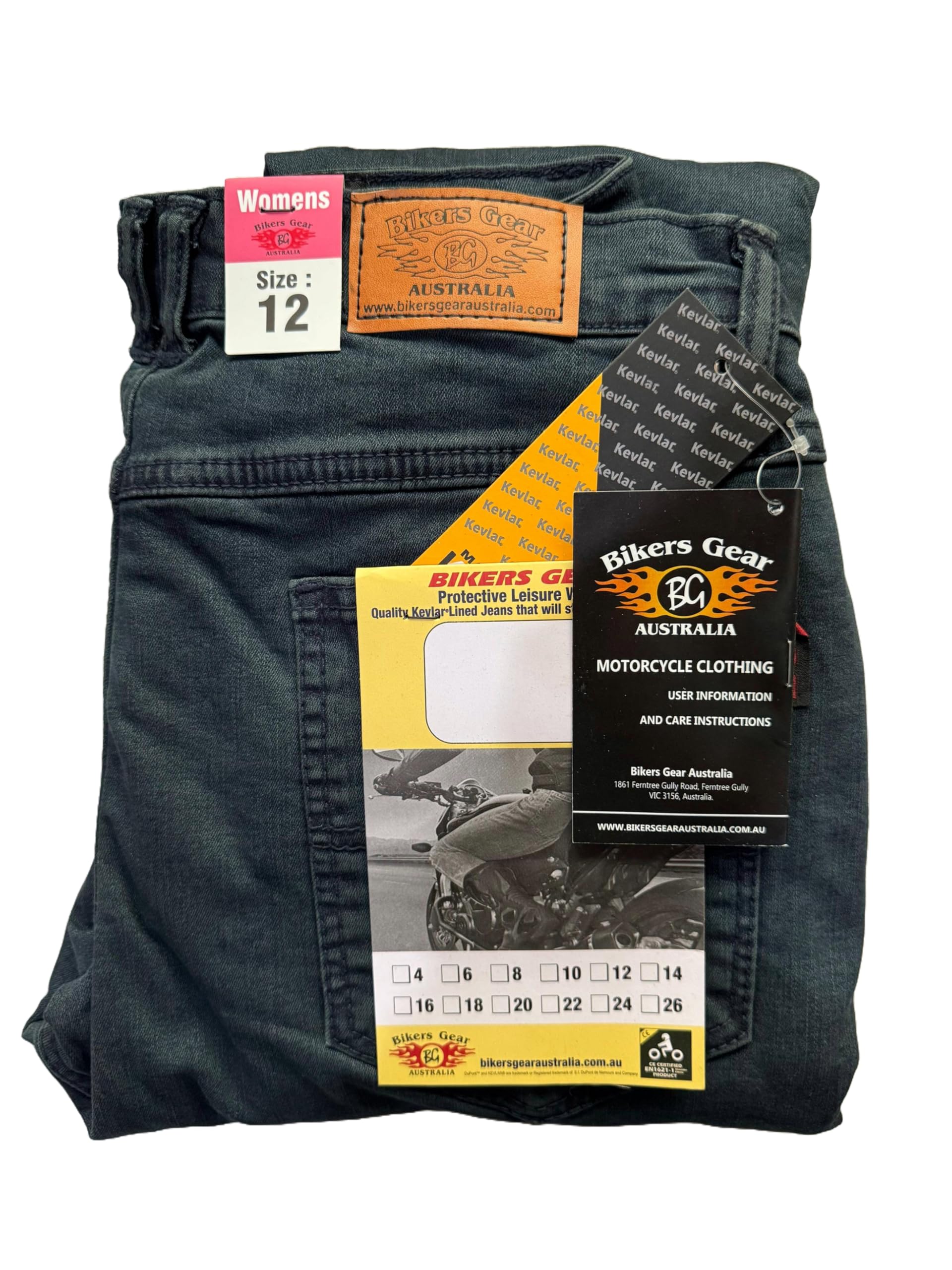 Bikers Gear Australia – Jeans de moto stretch doublé Kevlar avec protection amovible CE 1621-1