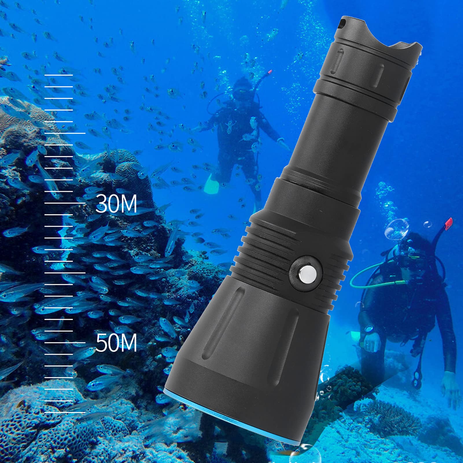 lyrlody Torcia Subacquea XHP70 Torcia Subacquea in Lega di Alluminio 10000LM IP68 Impermeabile 150 M 5 modalità Indicatore di Alimentazione per Pesca Campeggio