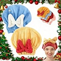 Vista 1 de 2 piezas de gorras de secado de cabello de microfibra, nueva toalla de pelo absorbente de Navidad 2026 para cabello húmedo de mujer, toalla de pelo