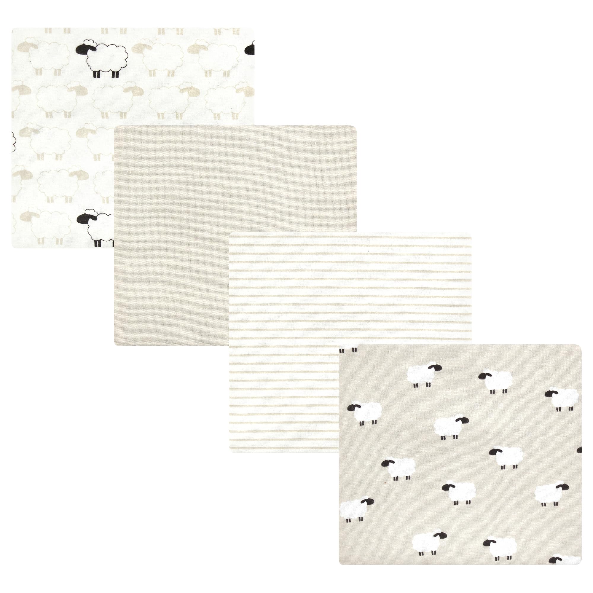 Hudson Baby Unisex Baby Cotton Flannel Receiving Blankets, Taupe Sheep, One Size