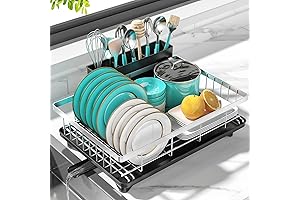 Dish Drying Rack Stainless Steel, Over The Sink Dish Drainer with Widened Spout