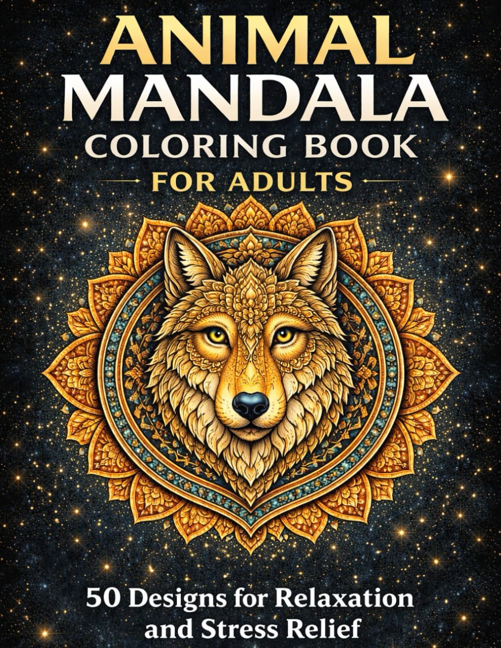 50 Animal Mandalas Adult Coloring Book: Relaxing Animal Designs for Stress Relief and Mindful Coloring