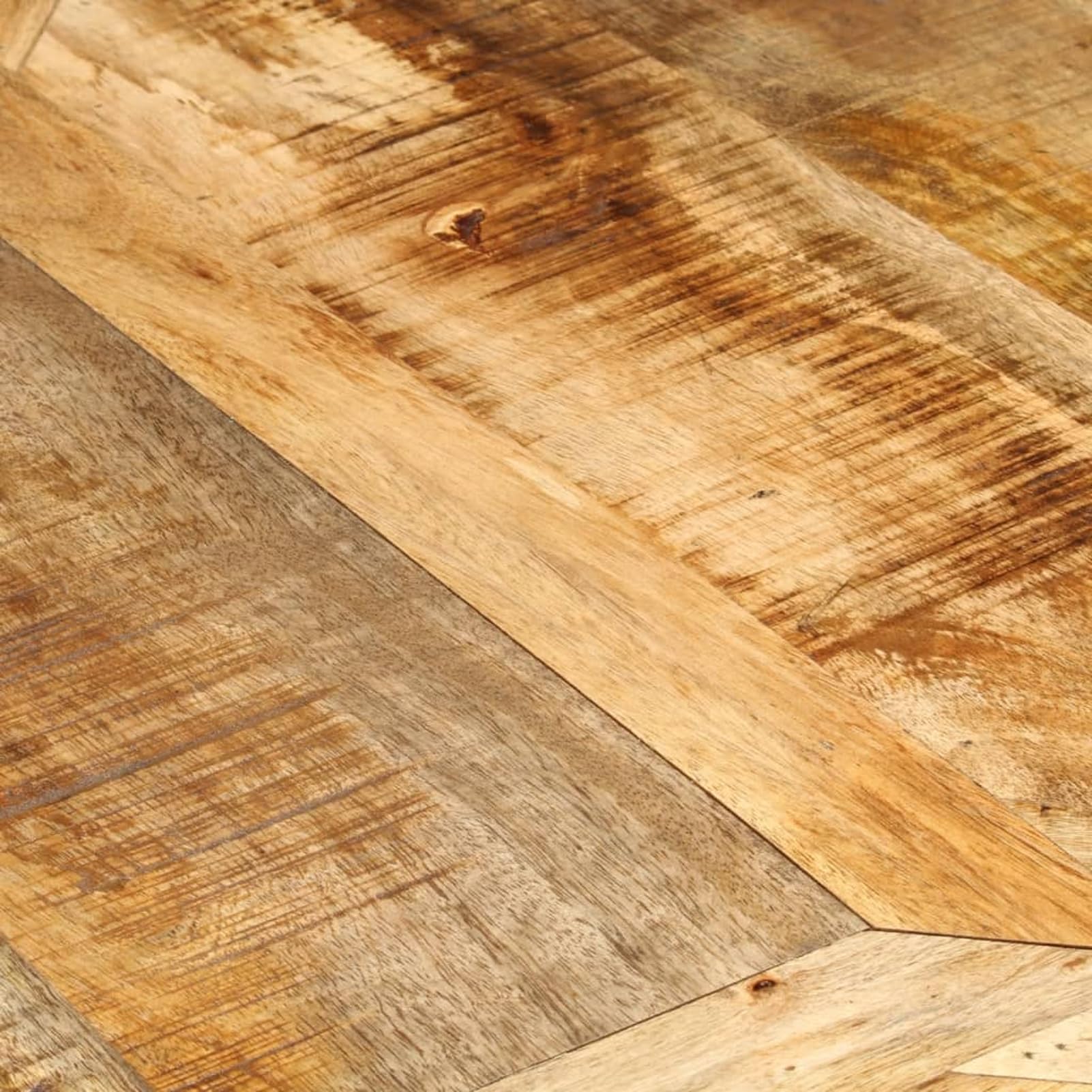 Homgoday Tavolo da Pranzo in Legno Massello di Mango con Struttura in Ferro Nero, Design Vintage, 150 x 76 cm, Richiede Assemblaggio