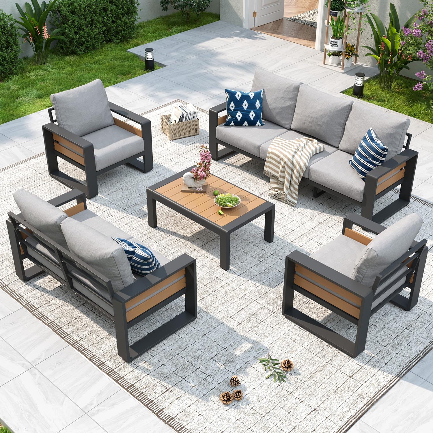 Aoxun Aluminum Patio Furniture Set 5 Piece