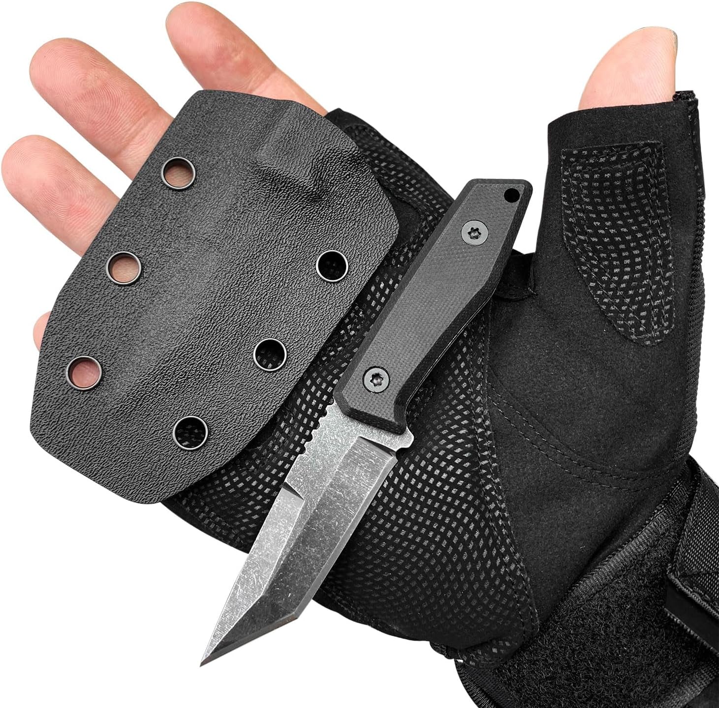 4.9” Neck Knife with Sheath and Necklace, Small Fastened Blade Knife with D2 Metal Blade G10 Deal with, Survival Out of doors Tenting EDC Devices, Presents for Males