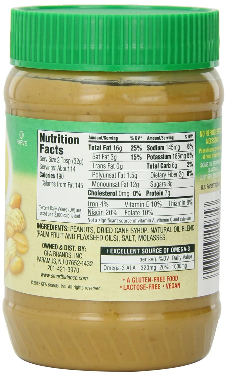 Smart Balance Rich Roast Peanut Butter, Chunky, 16 Ounce (Pack of 12)