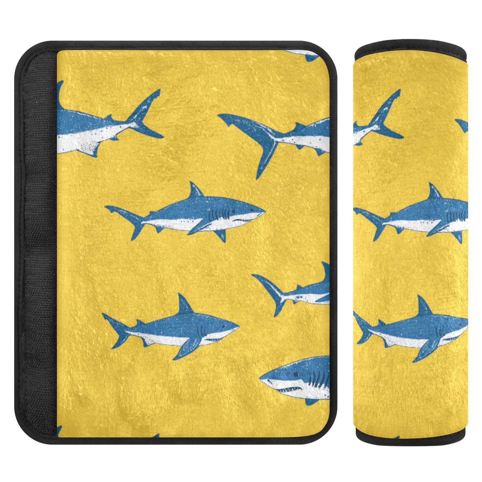 Seat Belt Covers 2 Pack Sharks Swimming Car Seat Strap Covers Super Soft Green Car Seat Neck Cover for Boys Girls Adults Babies S