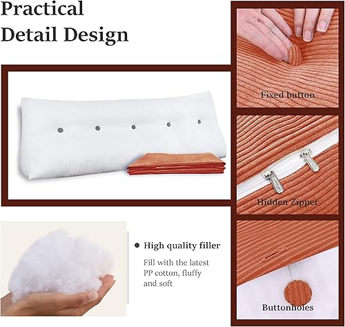 Miniatura 63 de Almohada de cuña para sentarse en la cama, almohada de lectura para adultos, soporte para respaldo, almohada de cabecero, sofá cama, cojín