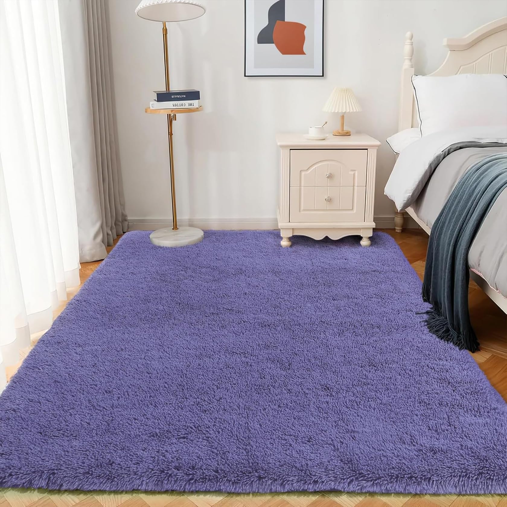 Tapis personnalisé au mètre shaggy violet antidérapant 130 x 240 cm