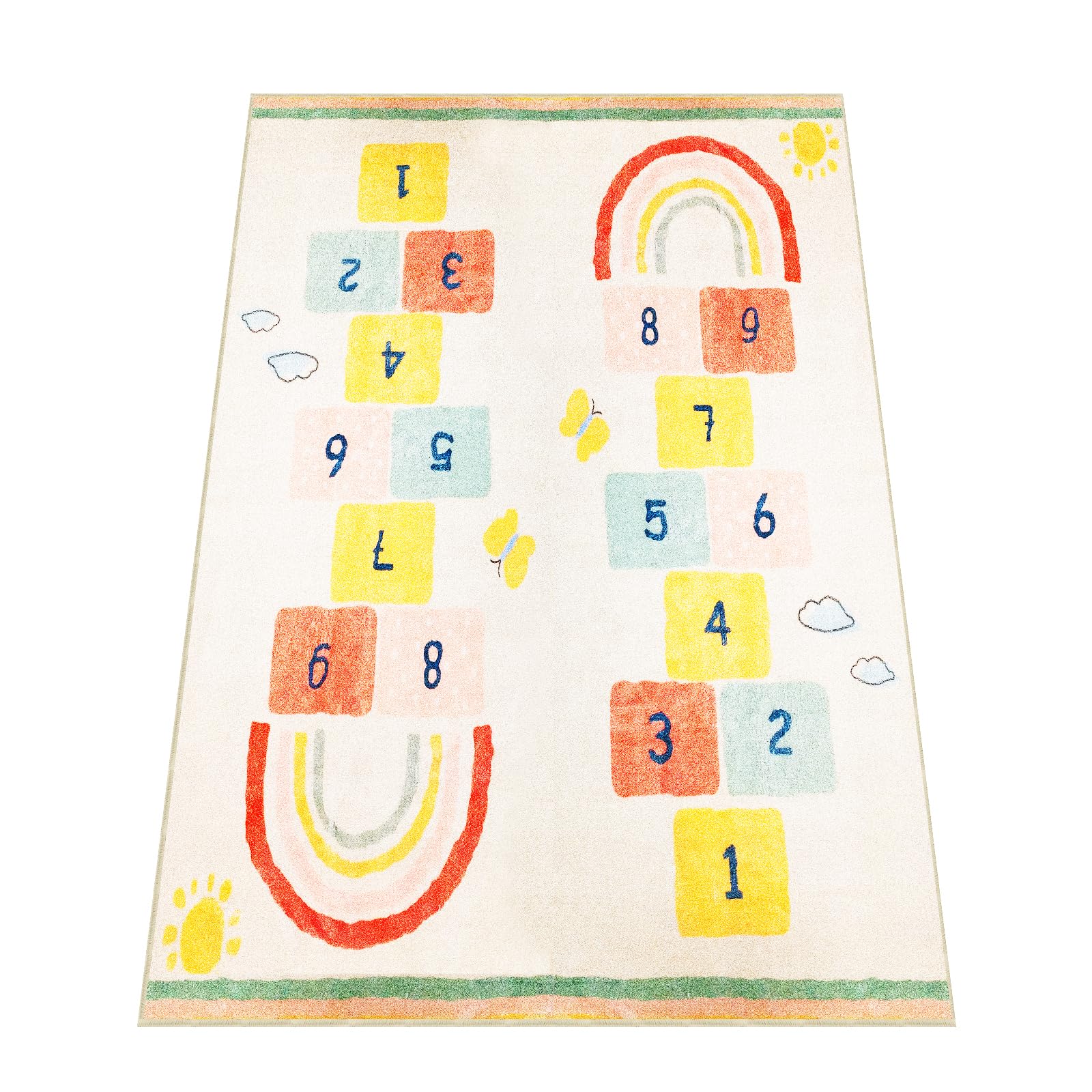 Tappeti Design Rainbow Sky Hopscotch Game Rugs, Kids Bedrooms Rugs