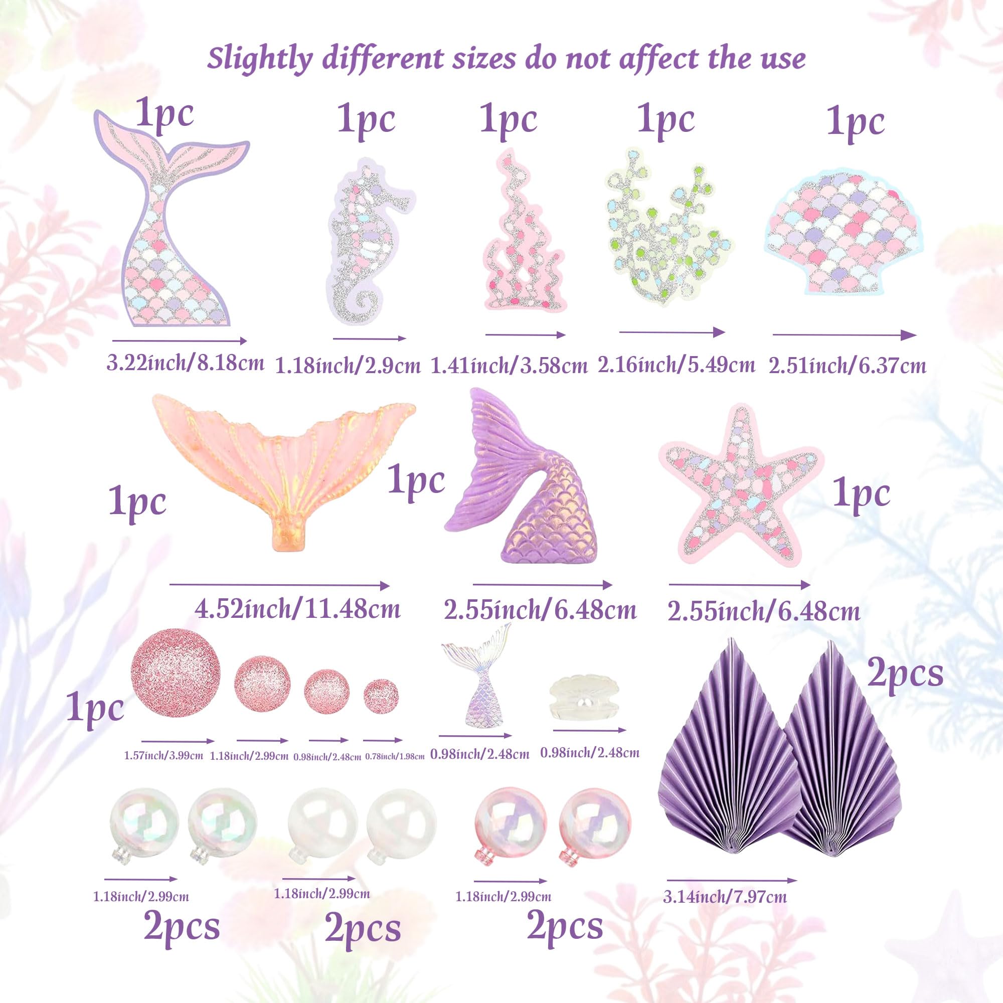 22PCS Mermaid Tail Cake Topper Under the Sea Cake Decoration Seashell Cupcake Topper Mermaid Tail Cupcake Topper Mermaid Party Supplies - Image 2