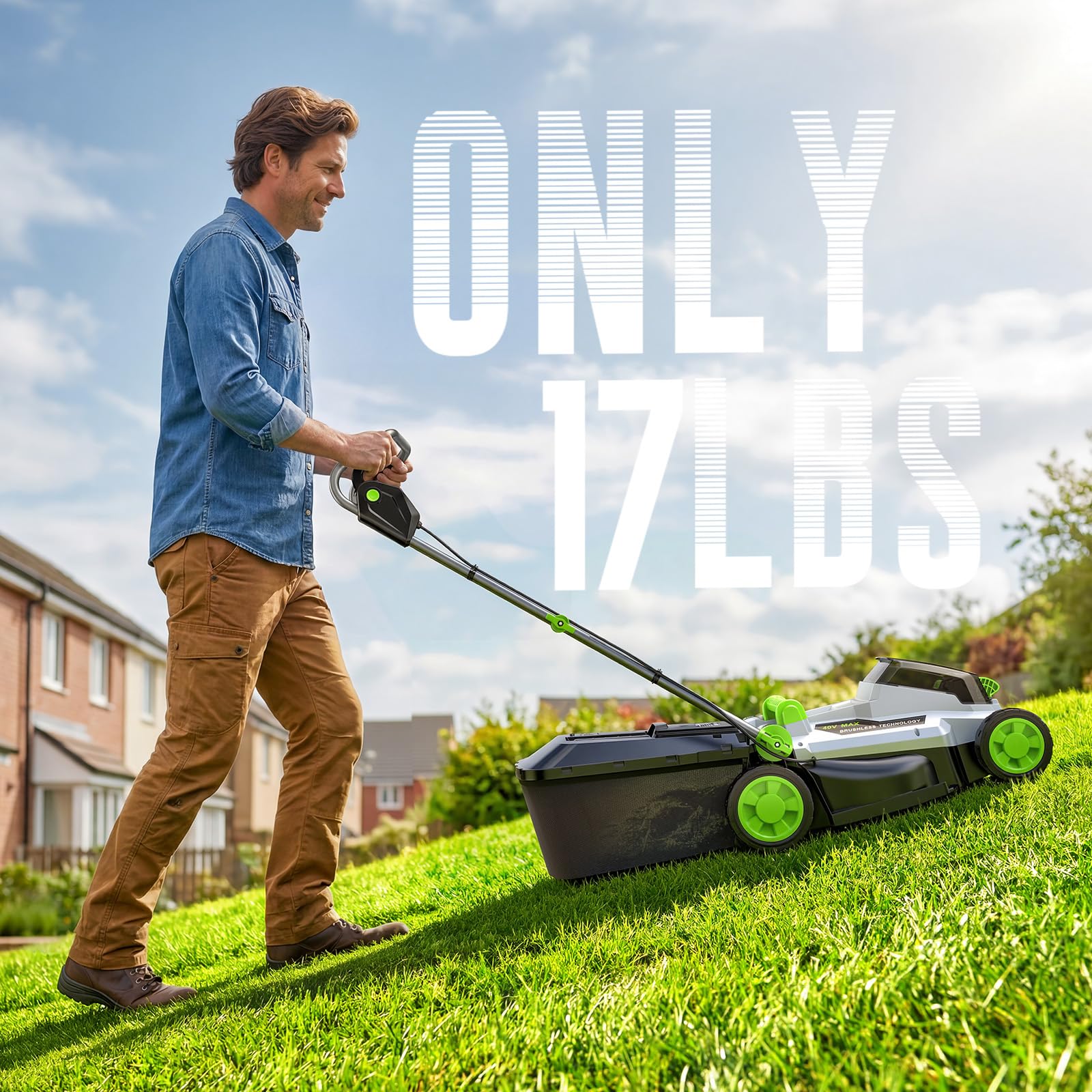 Cordless Lawnmower, ETOOLAB Lawnmower with Brushless Motor up to 280m², 33cm Cutting Width, 5 Cutting Heights, 30L Bag, 2 * 4.0Ah Battery and Charger — view 7