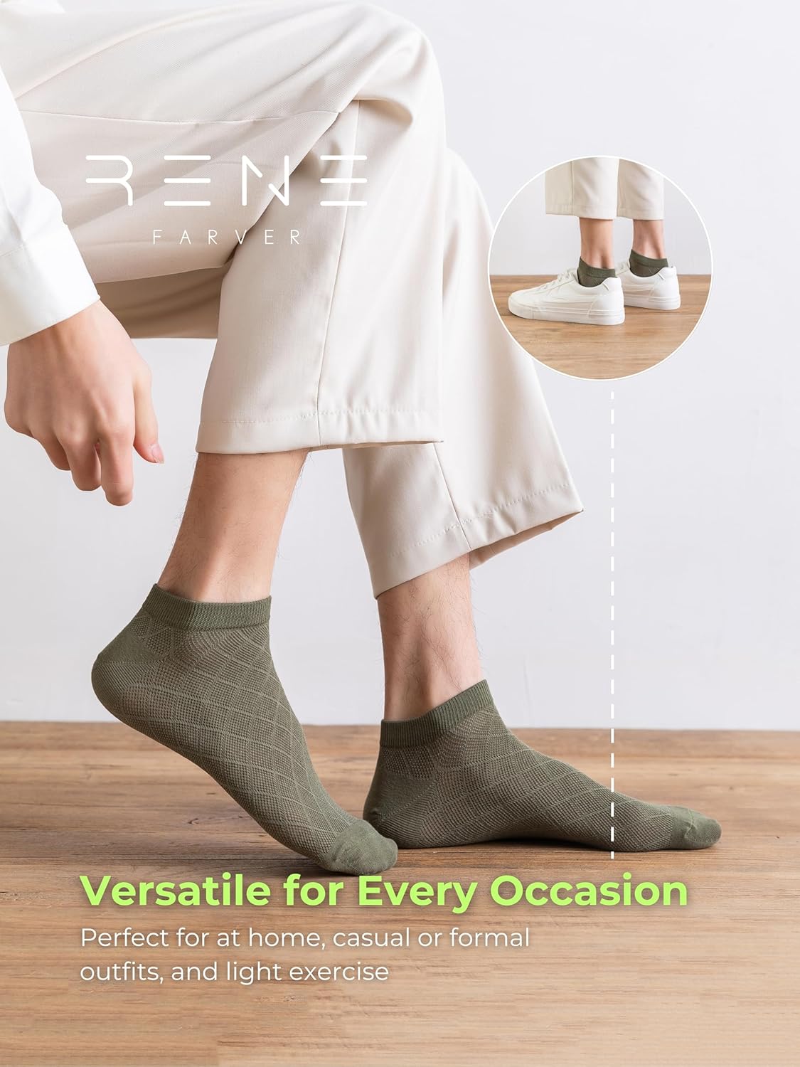 6 Pairs Ankle Socks for Men - 100% Cotton Socks for Men - Breathable Low Cut Casual Sock - Mens Ankle Sock - Image 5
